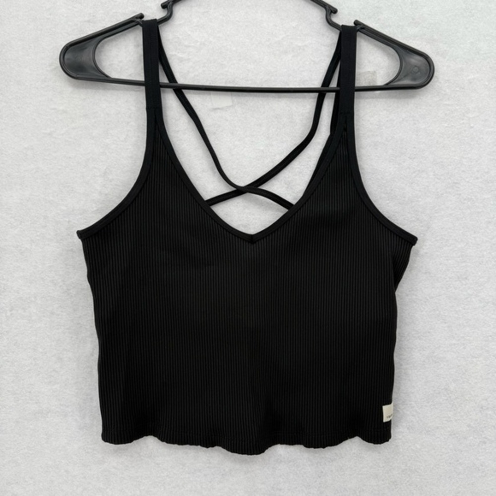 VUORI WOMEN'S RIB CROP TANK BLACK LARGE